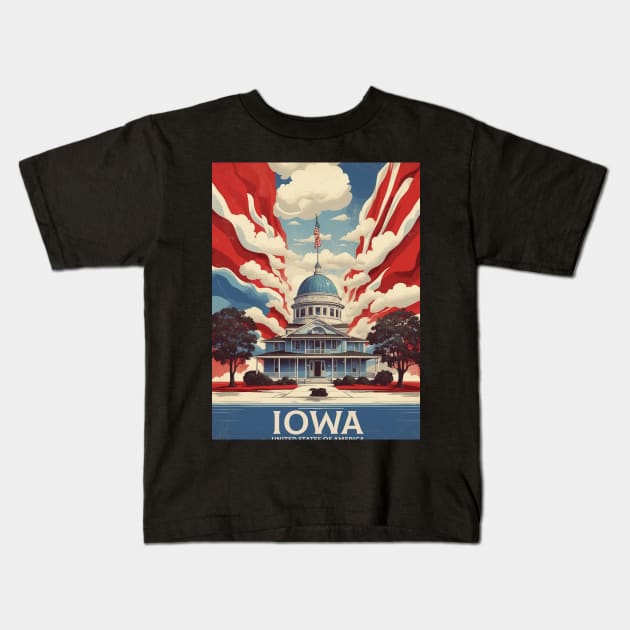 Iowa United States of America Tourism Vintage Poster Kids T-Shirt by TravelersGems